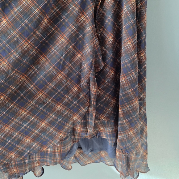 Maurices Plaid Midi Skirt - Navy and Orange - Picture 2 of 3